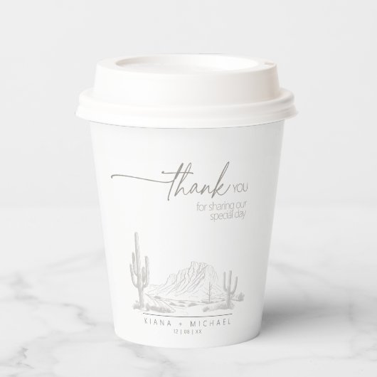 Desert Vibes Bruiloft Dank u Landschap ID1019 Papieren Bekers (Voorkant)