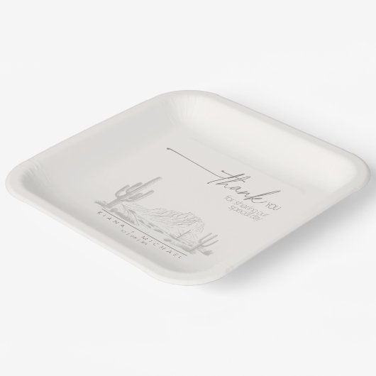 Desert Vibes Bruiloft Dank u Landschap ID1019 Papieren Bordje (Gebogen)