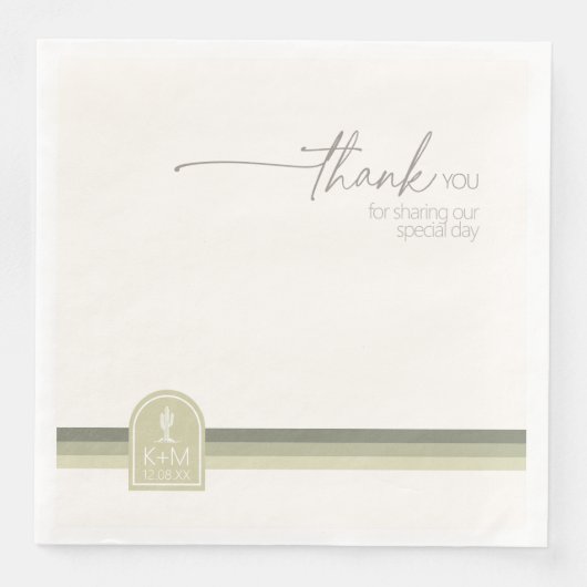 Desert Vibes Bruiloft Dank u Sage Ivoor ID1019 Servet (Voorkant)