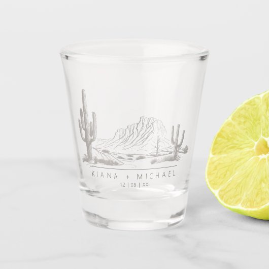 Desert Vibes Bruiloft Landschap Warm Grijs ID1019 Shot Glas (Voorkant)