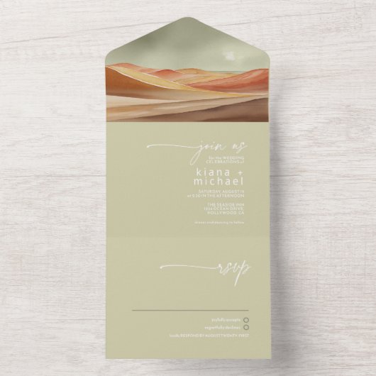 Desert Vibes Landschap Bruiloft ID1019 All In One Uitnodiging (Binnen)