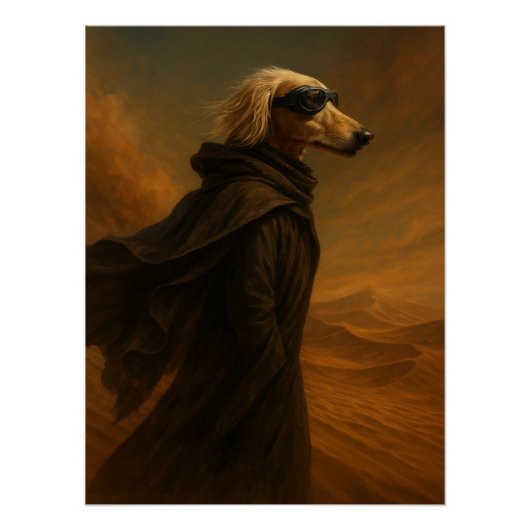 Desert Warrior Greyhound Art - Epic Sci-Fi Dog Perfect Poster (Voorkant)