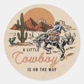Desert Western Cowboy Baby shower Sticker (Voorkant)