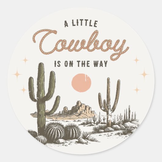 Desert Western Cowboy Baby shower Sticker (Voorkant)