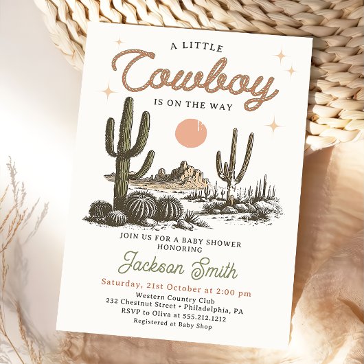 Desert Western Cowboy Baby shower Uitnodiging