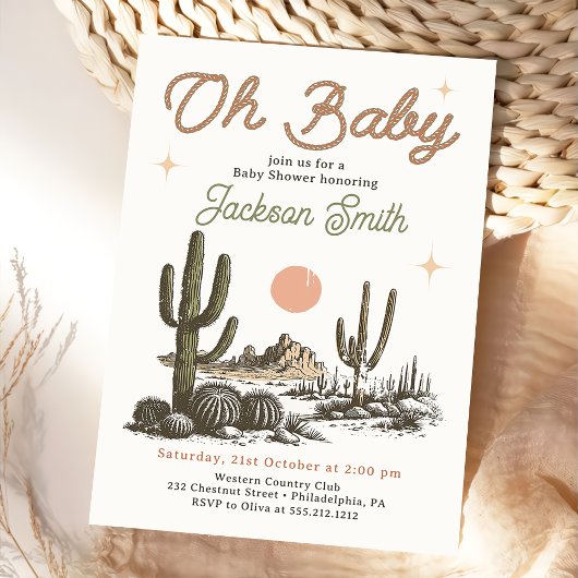 Desert Western Cowboy Baby shower Uitnodiging
