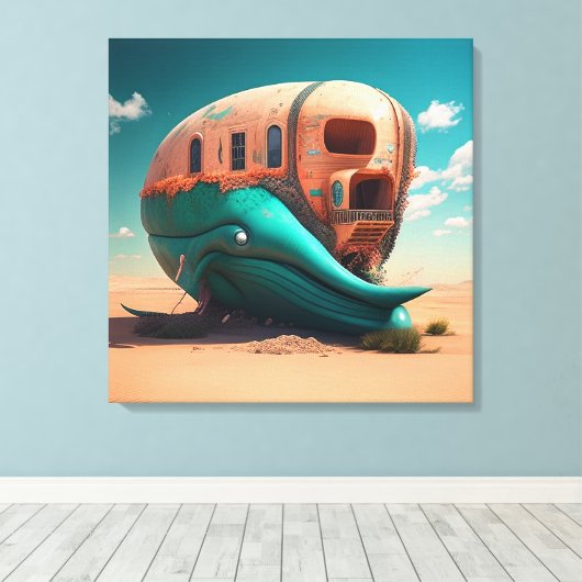 Desert whale house canvas afdruk (Insitu (Houten vloer))