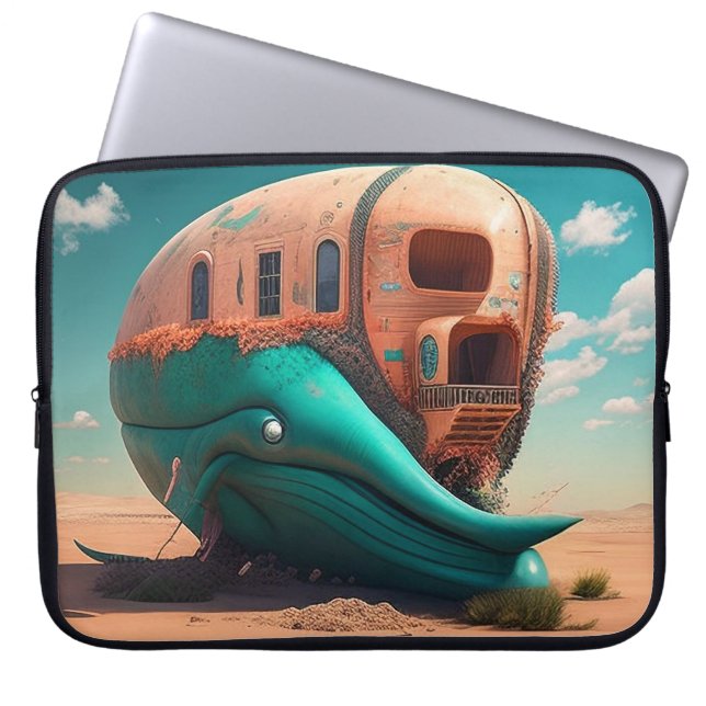 Desert whale house laptop sleeve (Voorkant)