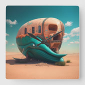 Desert Whale House Vierkante Klok (Voorkant)