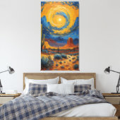 Desert Whirlwind: A Starry Night Over Monument  Canvas Afdruk (Insitu (Slaapkamer))