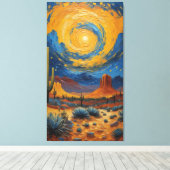 Desert Whirlwind: A Starry Night Over Monument  Canvas Afdruk (Insitu (Houten vloer))
