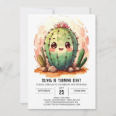 Desert Wild West Roze Cactus Meisje Verjaardag Kaart (Voorkant)