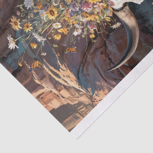 Desert Wildflower Skull, Zuidwestelijke thema Tissuepapier (Detail)