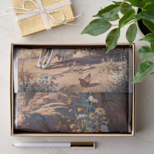 Desert Wildflower Skull, Zuidwestelijke thema Tissuepapier (Geschenk)