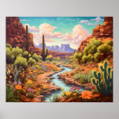 Desert Wonderland Arizona Waterverf Landschap Poster (Voorkant)