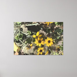 Desert Yellow Flowers Stretted Canvas Print