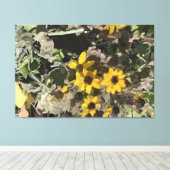 Desert Yellow Flowers Stretted Canvas Print (Insitu (Houten vloer))