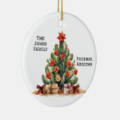 Desert / Zuidwesten Cactus gepersonaliseerde kerst Keramisch Ornament (Rechts)