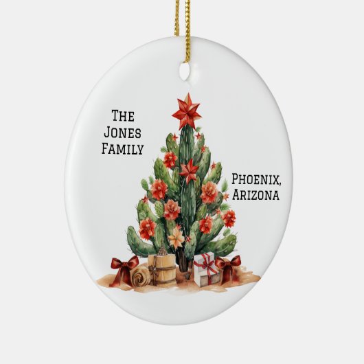 Desert / Zuidwesten Cactus gepersonaliseerde kerst Keramisch Ornament (Rechts)