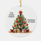 Desert / Zuidwesten Cactus gepersonaliseerde kerst Keramisch Ornament (Voorkant)