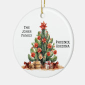 Desert / Zuidwesten Cactus gepersonaliseerde kerst Keramisch Ornament (Links)