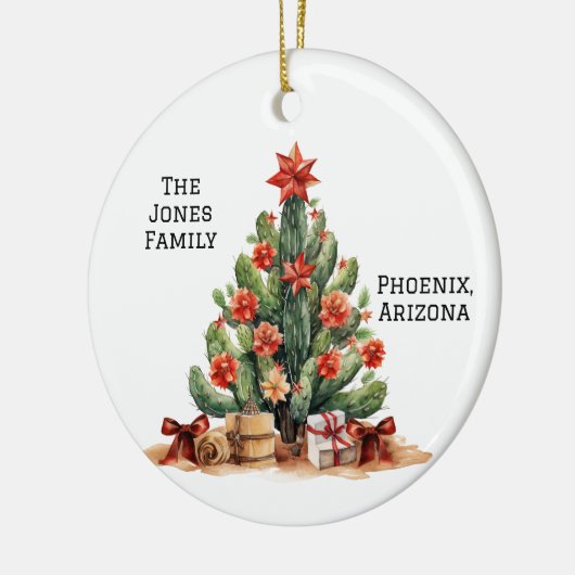 Desert / Zuidwesten Cactus gepersonaliseerde kerst Keramisch Ornament (Links)