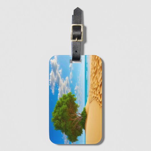 Deserted Tropical Island Sandy Beach Bagagelabel (Voorkant (verticaal))