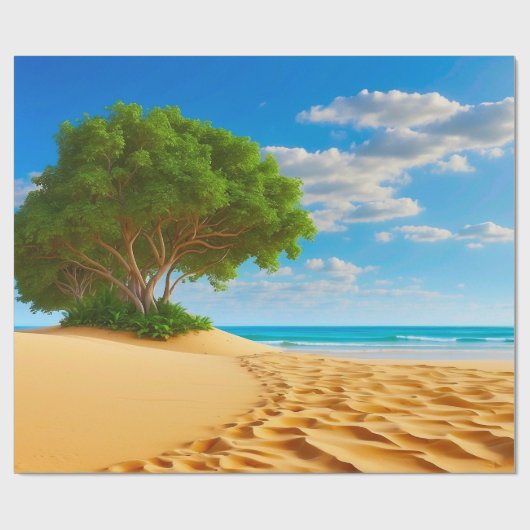 Deserted Tropical Island Sandy Beach  Cadeaupapier (Vlak)
