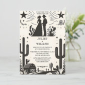 Desertrodeo Retro Paard Rustieke Westerse Bruiloft Kaart (Staand voorkant)