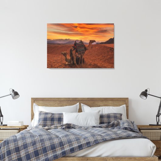 Deserts | Bactrian Camel Egypt Sand Dune Canvas Afdruk (Insitu (Slaapkamer))