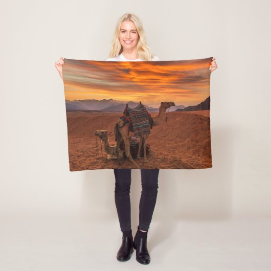 Deserts | Bactrian Camel Egypt Sand Dune Fleece Deken (In situ)