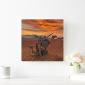 Deserts | Bactrian Camel Egypt Sand Dune Vierkante Klok (Huis)