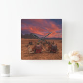 Deserts | Camels Sinai Mountains Egypt Vierkante Klok (Huis)