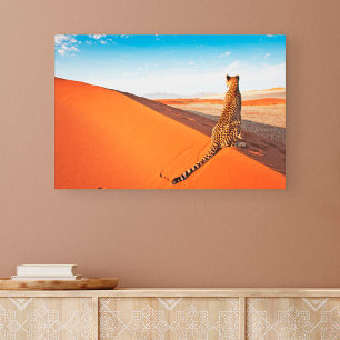Deserts Cheetah Savannah Desert Canvas Afdruk