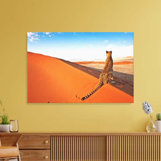Deserts Cheetah Savannah Desert Canvas Afdruk (Insitu (Woonkamer))