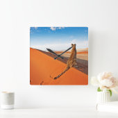 Deserts Cheetah Savannah Desert Vierkante Klok (Huis)
