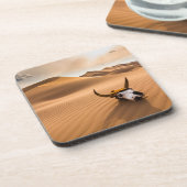 Deserts | Cow Skull Rippled Sand Dunes Bier Onderzetter (Linkerzijde)