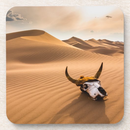 Deserts | Cow Skull Rippled Sand Dunes Bier Onderzetter (Voorkant)