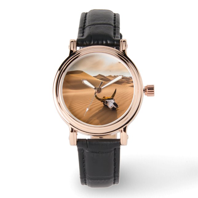 Deserts | Cow Skull Rippled Sand Dunes Horloge (Voorkant)