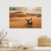 Deserts | Cow Skull Rippled Sand Dunes Poster (Keuken)