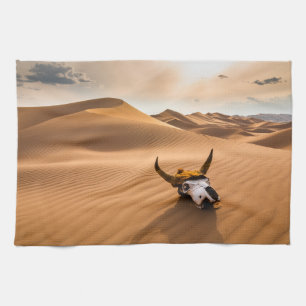 Deserts Cow Skull Rippled Sand Dunes Theedoek