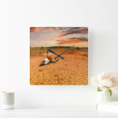 Deserts | Desert with Cow Skull Vierkante Klok (Huis)