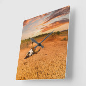 Deserts | Desert with Cow Skull Vierkante Klok (Hoek)