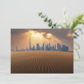 Deserts Dubai's Skyline View from Sand Dune Bedankkaart (Staand voorkant)