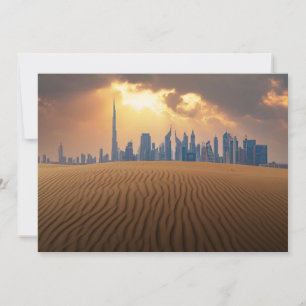 Deserts Dubai's Skyline View from Sand Dune Bedankkaart