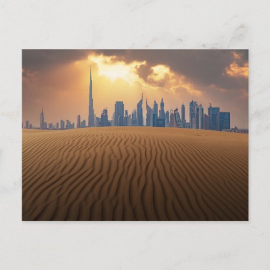 Deserts | Dubai's Skyline View from Sand Dune Briefkaart (Voorkant)