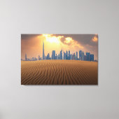 Deserts Dubai's Skyline View from Sand Dune Canvas Afdruk (Voorkant)