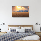 Deserts Dubai's Skyline View from Sand Dune Canvas Afdruk (Insitu (Slaapkamer))