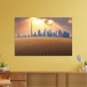 Deserts Dubai's Skyline View from Sand Dune Canvas Afdruk (Insitu (Woonkamer))