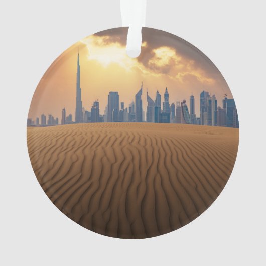 Deserts | Dubai's Skyline View from Sand Dune Ornament (achterkant)